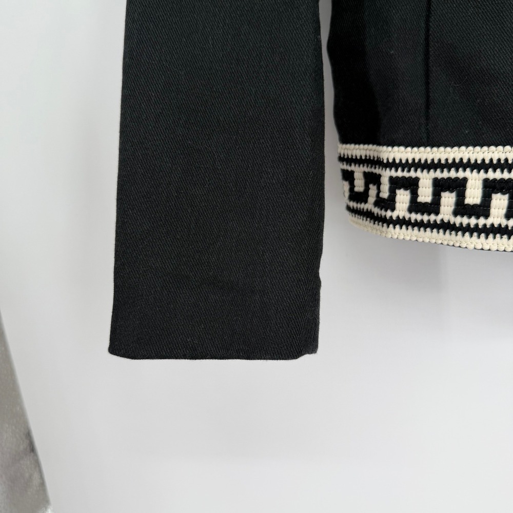 Laveer Womens Black White Greek Key Trim Blazer Jacket Coat Size 8 - Picture 5 of 11